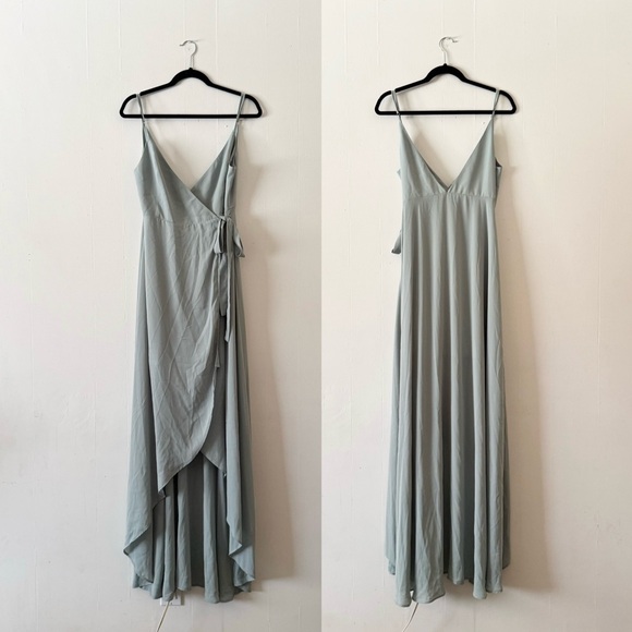 NWT Show Me Your MuMu Mariah Wrap Dress in Silver Sage Crisp - Picture 3 of 8